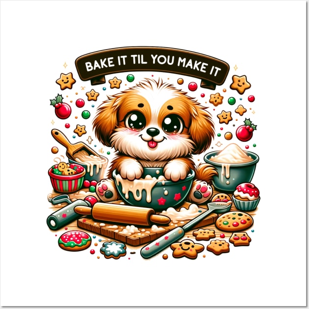 Bake It Til You Make It Christmas Dog Baking Wall Art by TheCloakedOak